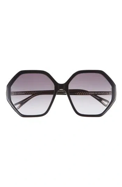 Chloé 58mm Geometric Oversize Sunglasses In Black