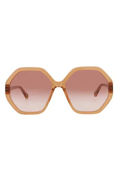 Chloé Hexagonal-frame Gradient Sunglasses In Orange