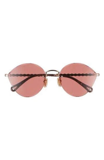 Chloé 58mm Novelty Round Sunglasses In Pink