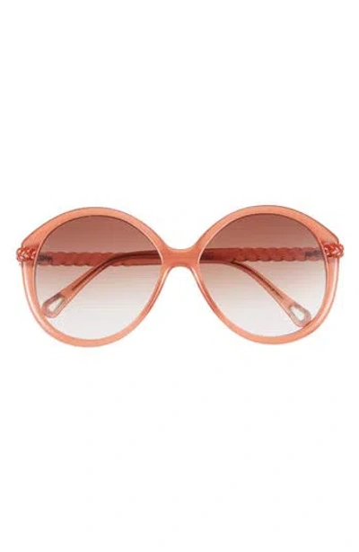 Chloé 58mm Round Sunglasses In Pink