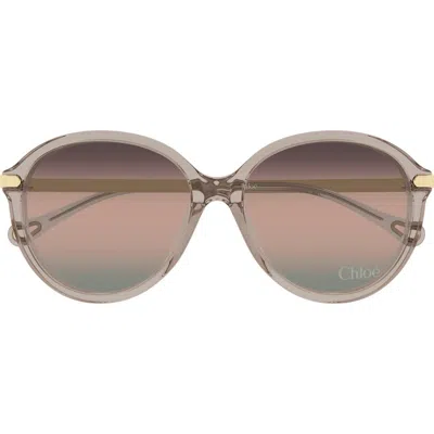 Chloé 59mm Gradient Round Sunglasses In Brown