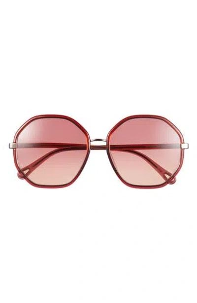 Chloé 59mm Round Gradient Sunglasses In Pink