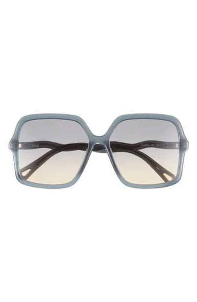 Chloé 59mm Square Sunglasses In Blue Blue Blue