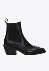 Chloé 60 Studded Leather Ankle Boots In Black