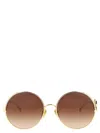 Chloé Round Frame Sunglasses Featuring Curved Temples In Brown