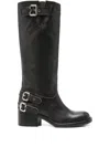 Chloé New Bikers Buckled Textured-leather Boots In Black