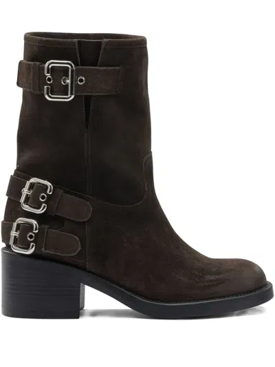 Chloé 60mm Dakota Buckle Strap Boots In Brown