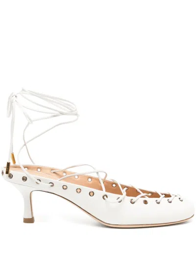 Chloé Chloe Ghilies Tie-up Leather Sandals In White