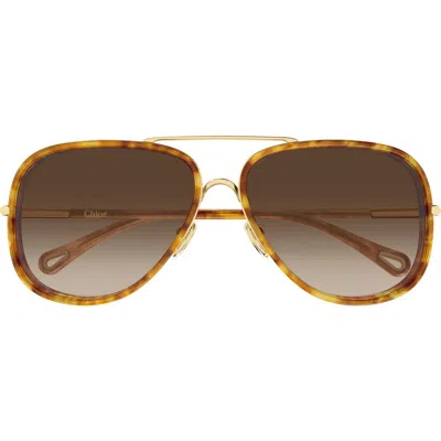Chloé 60mm Gradient Navigator Sunglasses In Gray
