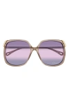 Chloé 60mm Gradient Square Sunglasses In Purple/brown