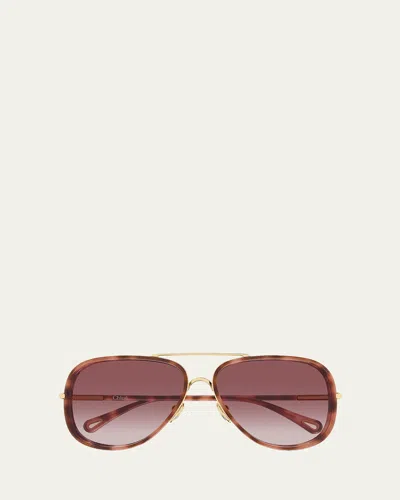 Chloé 60mm Gradient Navigator Sunglasses In Brown