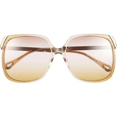 Chloé 60mm Oversize Square Sunglasses In Sand