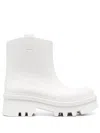 Chloé Rounded Toe Embossed Logo Fabric Detail Boots In White