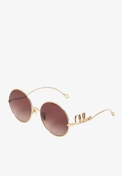 Chloé 60s Round Sunglasses In Brown