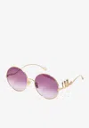 Chloé Round Frame Sunglasses Thin Temples In Purple