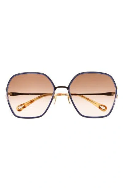 Chloé 61mm Gradient Geometric Sunglasses In Gold