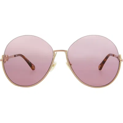Chloé 61mm Oversized Sunglasses In Gold
