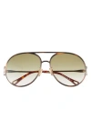 Chloé 61mm Polarized Gradient Aviator Sunglasses In Red