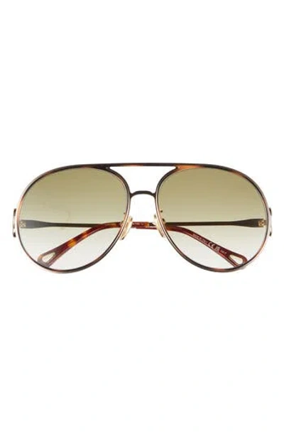 Chloé 61mm Polarized Gradient Aviator Sunglasses In Red