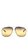 Chloé Square Metal Sunglasses Gradient Lenses In Yellow