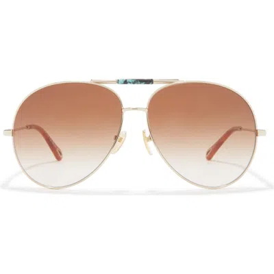 Chloé 62mm Aviator Sunglasses In Gold Gold Brown