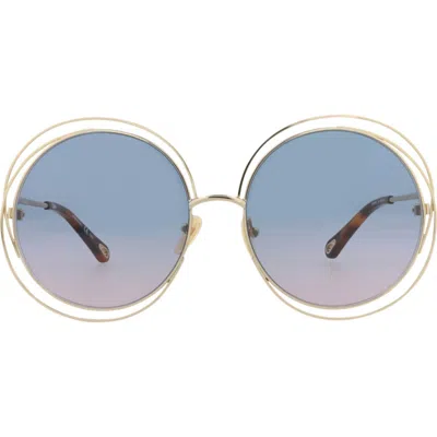 Chloé 62mm Gradient Round Sunglasses In Blue