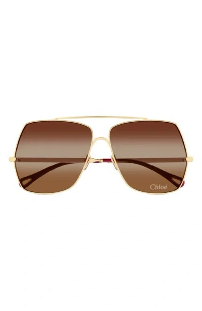 Chloé Gradient Aviator Metal Sunglasses In Gold