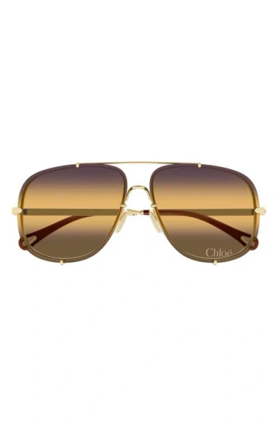Chloé 62mm Gradient Square Sunglasses In Gold