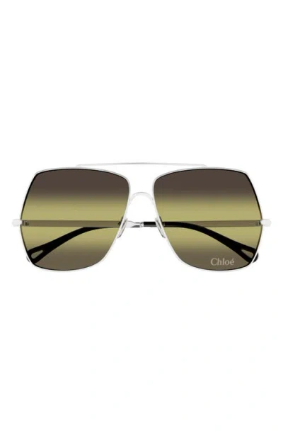 Chloé Gradient Aviator Metal Sunglasses In Shiny Silver