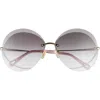 Chloé 64mm Gradient Round Sunglasses In Gold/grey