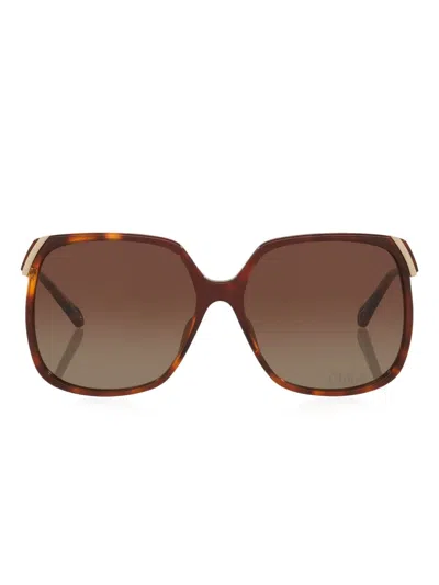 CHLOÉ TORTOISESHELL SQUARE-FRAME SUNGLASSES
