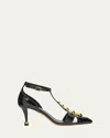 Chloé 70mm Cleia Studded Patent Leather Pumps In Black