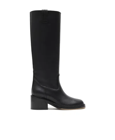 Chloé 70mm Knee-high Leather Boots In Black