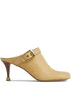 Chloé Andrea Calfskin Buckle Mule Pumps In Yellow