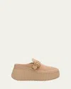 Chloé 75mm Nama Suede Platform Clogs In Neutral