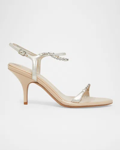 Chloé Zia Leather Sandals Embellished Straps Kitten Heel In Neutral