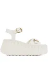 Chloé 80mm Buckle-fastening Platform Sandals In White