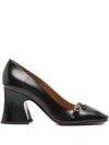 Chloé Janis Buckled Glossed-leather Pumps In Black
