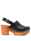 Chloé Jeannette Studded Leather Slingback Platform Clogs In Black