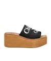 Chloé Woody Canvas Platform Espadrille Sandals In Brown