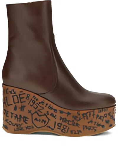 Chloé Women Maxime Wedge Ankle Boots In Brown