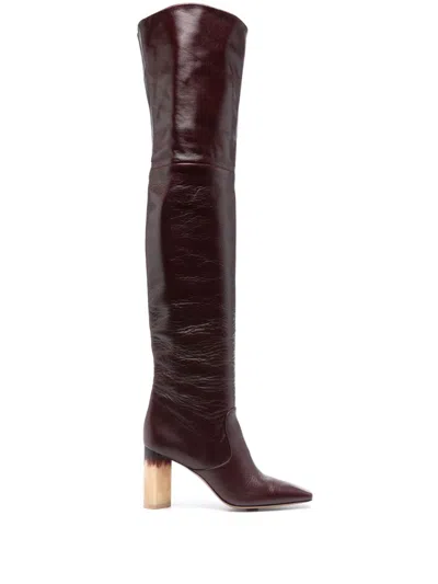 Chloé 85mm Eve Leather Over-the-knee Boots In Red