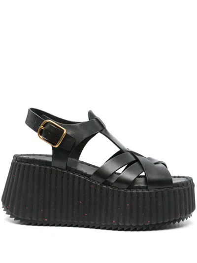Chloé Chloe Black Leather Nama Sandals