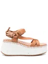 Chloé Nama Platform Wedge Sandal In Brown