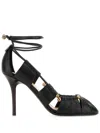 Chloé Luna 90 Deconstructed Leather Pumps In Schwarz