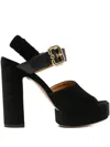 Chloé Paddington Leather-trimmed Velvet Platform Sandals In Black