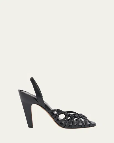 Chloé 95mm Estra Knotted Leather Sandals In Black