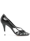 Chloé Leonie Crystal-embellished Leather Pumps In Black