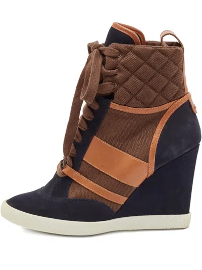 Pre-owned Chloé 95mm Wedged Lace-up Boots