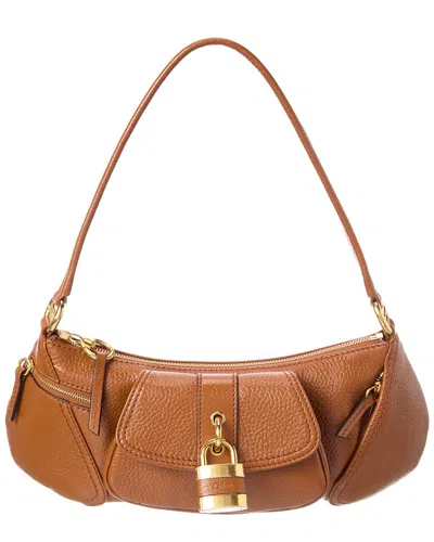 Chloé 99 Logo Leather Shoulder Bag In Brown
